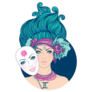 Illustration Of Gemini Beautiful Girl And Mask Sticker