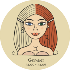 Illustration Of Gemini Portrait Split Hair Sticker