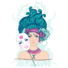 Illustration Of Gemini Woman With A Mask Sticker