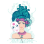 Illustration Of Gemini Woman With A Mask Sticker