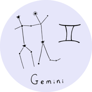 Illustration Of Gemini Zodiac Sign In Doodle Sticker