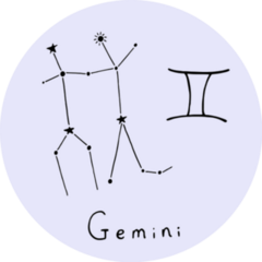 Illustration Of Gemini Zodiac Sign In Doodle Sticker