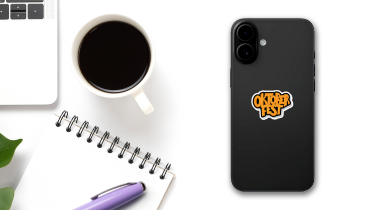 Illustration Of German Oktoberfest Logotype Sticker on a Phone (New) example