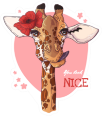 Illustration Of Giraffe You Look Nice Text Sticker
