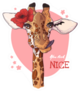 Illustration Of Giraffe You Look Nice Text Sticker