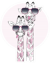 Illustration Of Giraffes In Sunglasses Pink Sticker