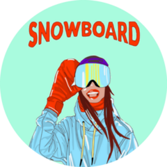 Illustration Of Girl On Snowboard Lettering Sticker