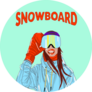 Illustration Of Girl On Snowboard Lettering Sticker
