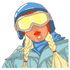 Illustration Of Girl Snowboarder Sticker 