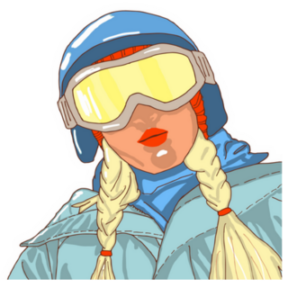 Illustration Of Girl Snowboarder Sticker 