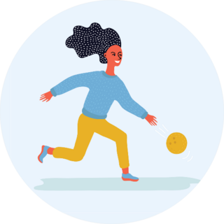 Illustration Of Girl Throwing Bowling Ball Sticker