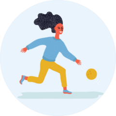 Illustration Of Girl Throwing Bowling Ball Sticker