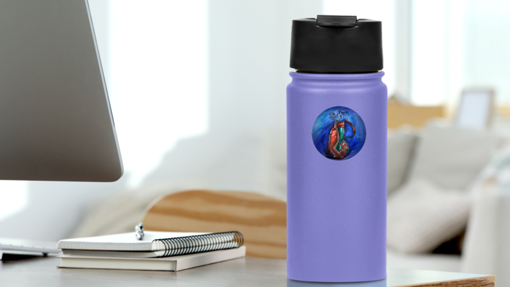 Illustration Of Golf Bag And Clubs Painting Sticker on a Water Bottle (New) example