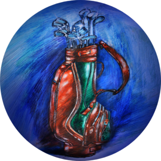 Illustration Of Golf Bag And Clubs Painting Sticker