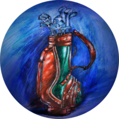 Illustration Of Golf Bag And Clubs Painting Sticker