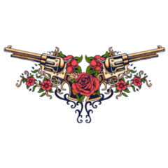 Illustration Of Guns Flower Tattoo Sticker