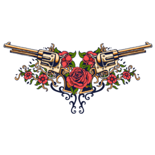 Illustration Of Guns Flower Tattoo Sticker