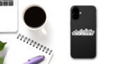 Illustration Of Hand Drawn Chickens In A Line Sticker on a Phone (New) example