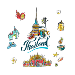 Illustration Of Hand Drawn Traveling To Thailand Sticker