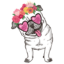 Illustration Of Happy Pug In Heart Glasses Sticker