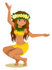 Illustration Of Hawaiian Hula Dancer In Yellow Sticker