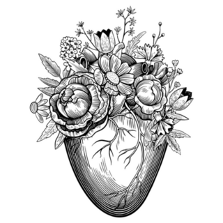 Illustration Of Heart With Flowers Tattoo Art Sticker