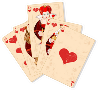 Illustration Of Hearts Royal Flush Sticker