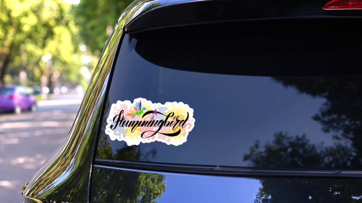 Illustration Of Hummingbird Text Sticker on a Rear Car Window (New) example