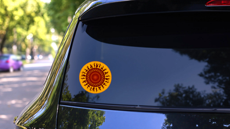 Illustration Of Indian Classical Dancers Sticker on a Rear Car Window (New) example