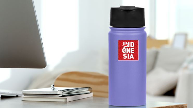 Illustration Of Indonesia Red And White Sticker on a Water Bottle (New) example
