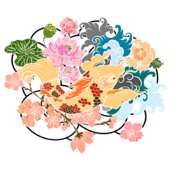 Illustration Of Japanese Koi Fish Tattoo Sticker
