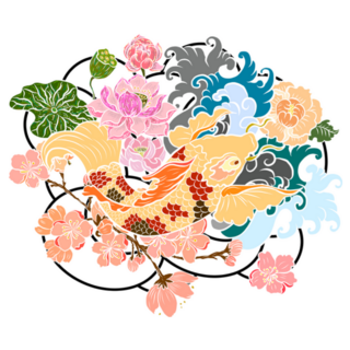 Illustration Of Japanese Koi Fish Tattoo Sticker