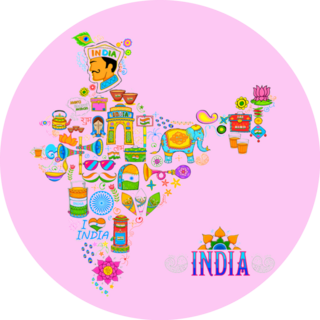 Illustration Of Kitsch Art Forming Map Of India Sticker