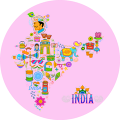 Illustration Of Kitsch Art Forming Map Of India Sticker
