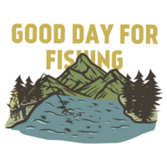 Illustration Of Lake, Good Day For Fishing Sticker