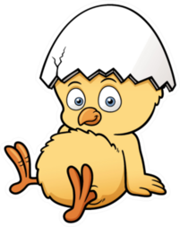 Illustration Of Little Chicken With Egg On Head Sticker