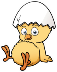 Illustration Of Little Chicken With Egg On Head Sticker
