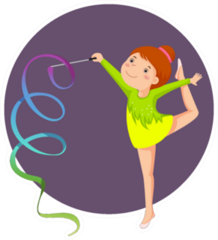 Illustration Of Little Girl Gymnast Performing With Ribbon Sticker