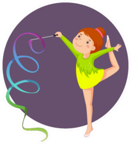 Illustration Of Little Girl Gymnast Performing With Ribbon Sticker