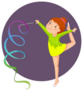 Illustration Of Little Girl Gymnast Performing With Ribbon Sticker