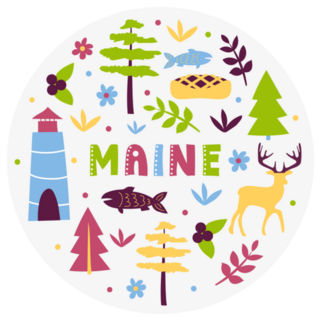 Illustration Of Maine Theme State Symbols Sticker