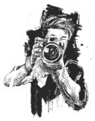 Illustration Of Male Photographer Sketched Detailed Sticker