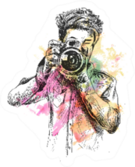 Illustration Of Male Photographer With Colorful Paint Sticker