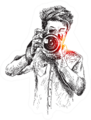 Illustration Of Male Photographer With Flash Camera Sticker
