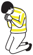Illustration Of Man Kneeling Down Praying In Yellow Sticker