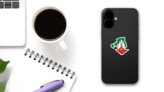 Illustration Of Map Of Algeria Sticker on a Phone (New) example