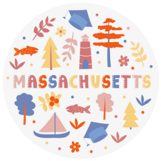 Illustration Of Massachusetts State Symbols Sticker
