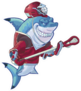 Illustration Of Mean Shark Mascot Lacrosse Sticker