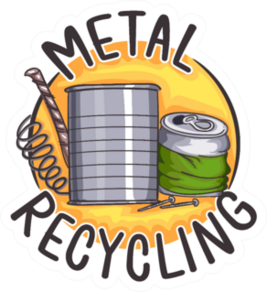 Illustration Of Metal Recycling Icon With Tin Cans Sticker
