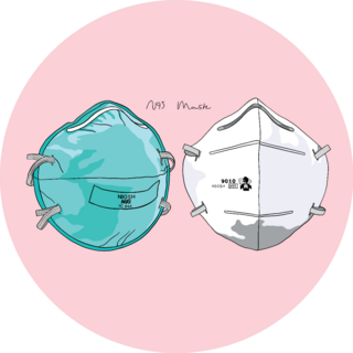 Illustration Of N95 Surgical Mask On Pink Sticker
